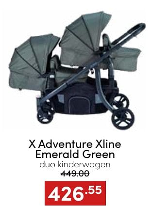 Aanbiedingen X adventure xline emerald green duo kinderwagen - Xadventure - Geldig van 20/11/2022 tot 26/11/2022 bij Baby & Tiener Megastore
