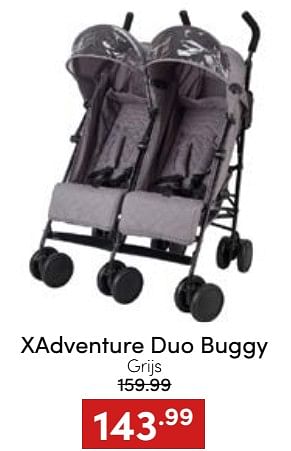 Aanbiedingen Xadventure duo buggy grijs - Xadventure - Geldig van 20/11/2022 tot 26/11/2022 bij Baby & Tiener Megastore