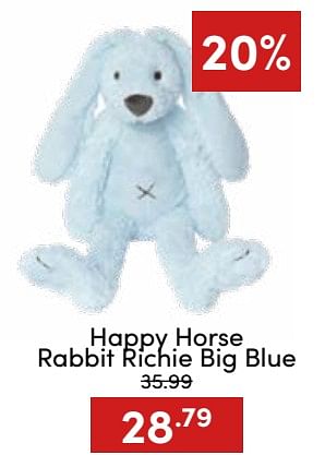 Aanbiedingen Happy horse rabbit richie big blue - Happy Horse - Geldig van 20/11/2022 tot 26/11/2022 bij Baby & Tiener Megastore