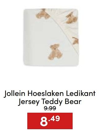 Aanbiedingen Jollein hoeslaken ledikant jersey teddy bear - Jollein - Geldig van 20/11/2022 tot 26/11/2022 bij Baby & Tiener Megastore