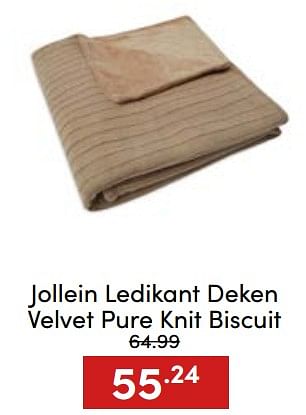 Aanbiedingen Jollein ledikant deken velvet pure knit biscuit - Jollein - Geldig van 20/11/2022 tot 26/11/2022 bij Baby & Tiener Megastore