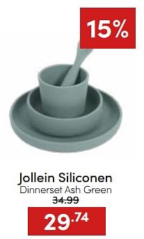 Aanbiedingen Jollein siliconen dinnerset ash green - Jollein - Geldig van 20/11/2022 tot 26/11/2022 bij Baby & Tiener Megastore