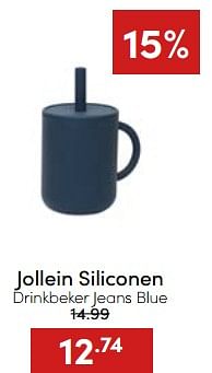 Aanbiedingen Jollein siliconen drinkbeker jeans blue - Jollein - Geldig van 20/11/2022 tot 26/11/2022 bij Baby & Tiener Megastore