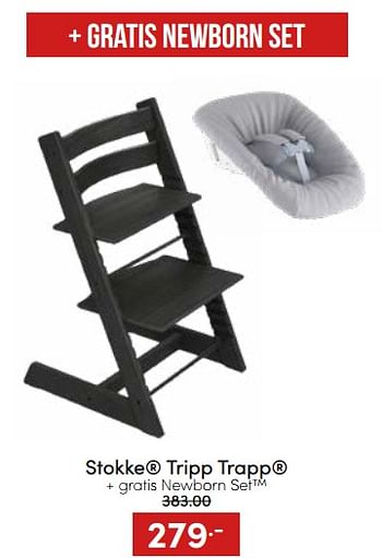 Aanbiedingen Stokke tripp trapp + gratis newborn set - Stokke - Geldig van 20/11/2022 tot 26/11/2022 bij Baby & Tiener Megastore