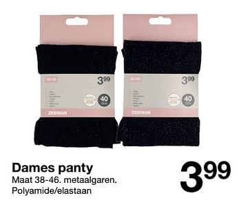 Aanbiedingen Dames panty - Huismerk - Zeeman  - Geldig van 19/11/2022 tot 25/11/2022 bij Zeeman