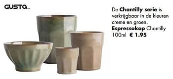 Aanbiedingen Espressokop chantilly - Gusta - Geldig van 21/11/2022 tot 24/12/2022 bij Multi Bazar