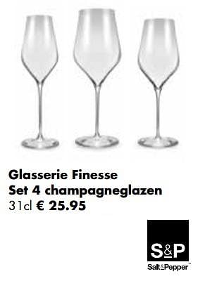 Aanbiedingen Glasserie finesse set 4 champagneglazen - Salt &amp; Pepper - Geldig van 21/11/2022 tot 24/12/2022 bij Multi Bazar