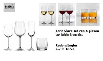 Aanbiedingen Serie clara set van 6 rode wijnglas - Bohemia - Geldig van 21/11/2022 tot 24/12/2022 bij Multi Bazar