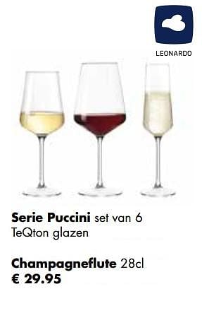 Aanbiedingen Serie puccini set van 6 champagneflute - Leonardo - Geldig van 21/11/2022 tot 24/12/2022 bij Multi Bazar