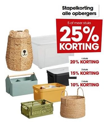 Aanbiedingen Alle opbergers 5 of meer stuks 25% korting - Huismerk - Kwantum - Geldig van 21/11/2022 tot 28/11/2022 bij Kwantum