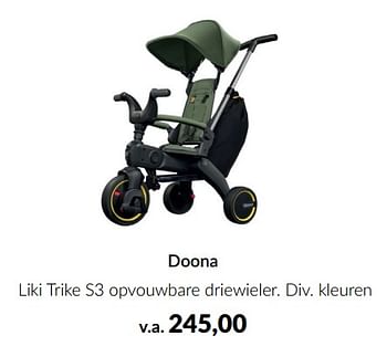Aanbiedingen Doona liki trike s3 opvouwbare driewieler - Doona - Geldig van 15/11/2022 tot 02/12/2022 bij Babypark