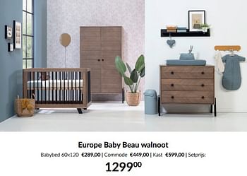 Aanbiedingen Europe baby beau walnoot - Europe baby - Geldig van 15/11/2022 tot 02/12/2022 bij Babypark