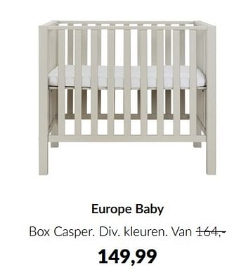 Aanbiedingen Europe baby box casper - Europe baby - Geldig van 15/11/2022 tot 02/12/2022 bij Babypark