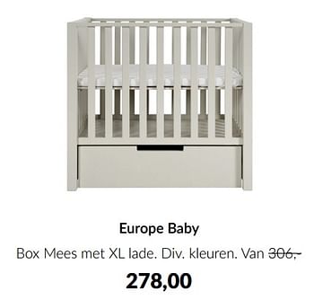 Aanbiedingen Europe baby box mees met xl lade - Europe baby - Geldig van 15/11/2022 tot 02/12/2022 bij Babypark
