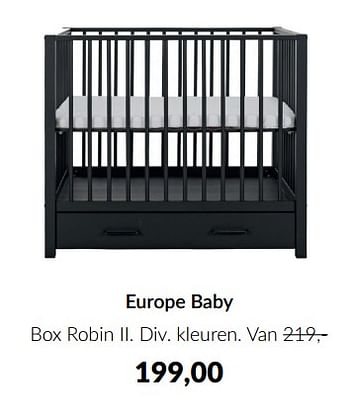 Aanbiedingen Europe baby box robin ii - Europe baby - Geldig van 15/11/2022 tot 02/12/2022 bij Babypark