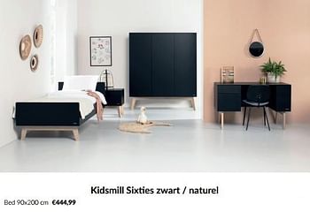 Aanbiedingen Kidsmill sixties zwart - naturel bed - Kidsmill - Geldig van 15/11/2022 tot 02/12/2022 bij Babypark