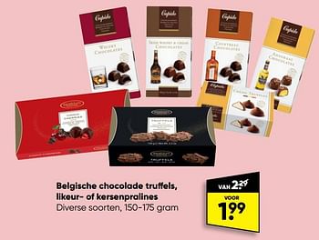 Aanbiedingen Belgische chocolade truffels likeur- of kersenpralines - Huismerk - Big Bazar - Geldig van 21/11/2022 tot 04/12/2022 bij Big Bazar
