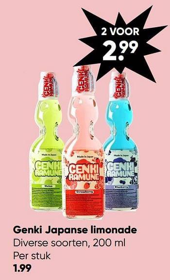 Aanbiedingen Genki japanse limonade - Genki - Geldig van 21/11/2022 tot 04/12/2022 bij Big Bazar