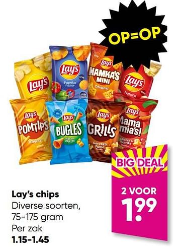 Aanbiedingen Lay’s chips - Lay's - Geldig van 21/11/2022 tot 04/12/2022 bij Big Bazar