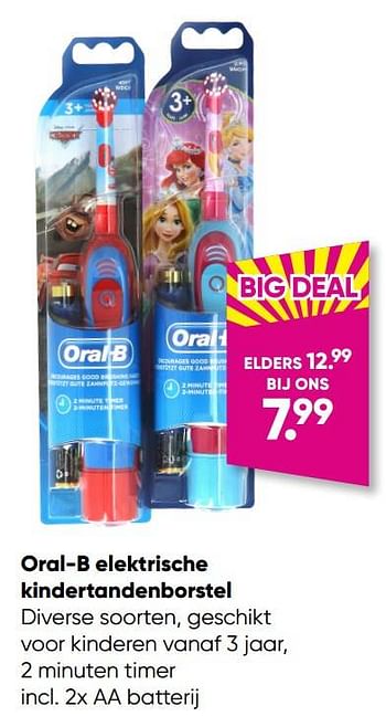 Aanbiedingen Oral-b elektrische kindertandenborstel - Oral-B - Geldig van 21/11/2022 tot 04/12/2022 bij Big Bazar
