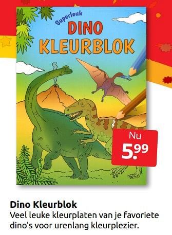 Aanbiedingen Dino kleurblok - Huismerk - Boekenvoordeel - Geldig van 26/11/2022 tot 06/12/2022 bij Boekenvoordeel
