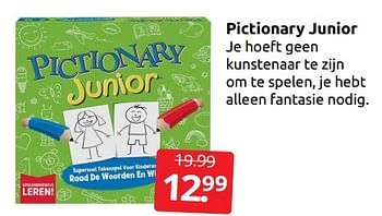 Aanbiedingen Pictionary junior - Mattel - Geldig van 26/11/2022 tot 06/12/2022 bij Boekenvoordeel