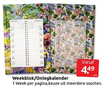 Aanbiedingen Weekblok-onlegkalender - Huismerk - Boekenvoordeel - Geldig van 26/11/2022 tot 06/12/2022 bij Boekenvoordeel