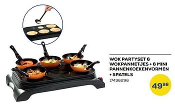 Aanbiedingen Domo elektro wok partyset 6 wokpannetjes + 6 mini pannenkoekenvormen + spatels - Domo elektro - Geldig van 26/11/2022 tot 06/01/2023 bij Supra Bazar