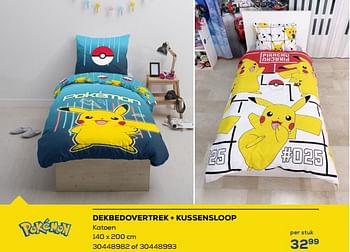 Aanbiedingen Dekbedovertrek + kussensloop - Pokemon - Geldig van 26/11/2022 tot 06/01/2023 bij Supra Bazar