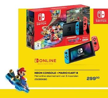 Aanbiedingen Neon console + mario kart 8 - Nintendo - Geldig van 26/11/2022 tot 06/01/2023 bij Supra Bazar