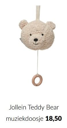 Aanbiedingen Jollein teddy bear muziekdoosje - Jollein - Geldig van 30/11/2022 tot 12/12/2022 bij Babypark