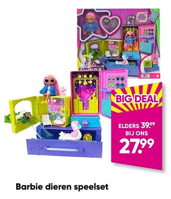 Aanbiedingen Barbie dieren speelset - Mattel - Geldig van 05/12/2022 tot 18/12/2022 bij Big Bazar
