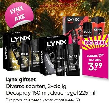 Aanbiedingen Lynx giftset - Lynx - Geldig van 05/12/2022 tot 18/12/2022 bij Big Bazar