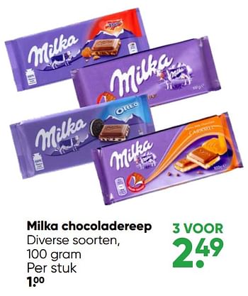 Aanbiedingen Milka chocoladereep - Milka - Geldig van 05/12/2022 tot 18/12/2022 bij Big Bazar