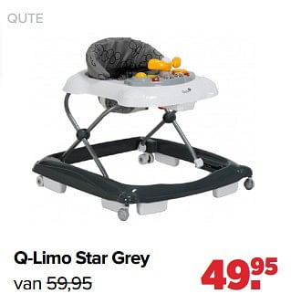 Aanbiedingen Qute q-limo star grey - Qute  - Geldig van 05/12/2022 tot 31/12/2022 bij Baby-Dump