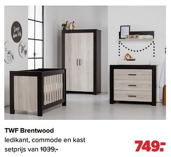 Aanbiedingen Twf brentwood ledikant, commode en kast - TWF - Geldig van 05/12/2022 tot 31/12/2022 bij Baby-Dump