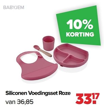 Aanbiedingen Babyjem siliconen voedingsset roze - BabyJem - Geldig van 05/12/2022 tot 31/12/2022 bij Baby-Dump