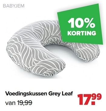 Aanbiedingen Babyjem voedingskussen grey leaf - BabyJem - Geldig van 05/12/2022 tot 31/12/2022 bij Baby-Dump