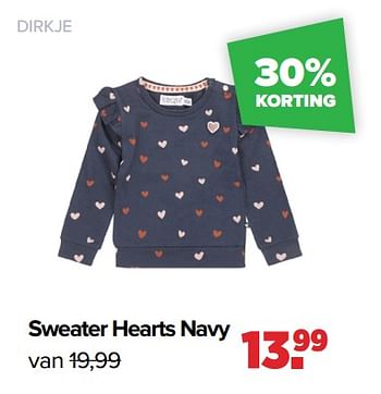 Aanbiedingen Dirkje sweater hearts navy - Dirkje Babywear - Geldig van 05/12/2022 tot 31/12/2022 bij Baby-Dump