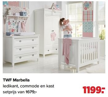 Aanbiedingen Twf marbella ledikant, commode en kast - TWF - Geldig van 05/12/2022 tot 31/12/2022 bij Baby-Dump