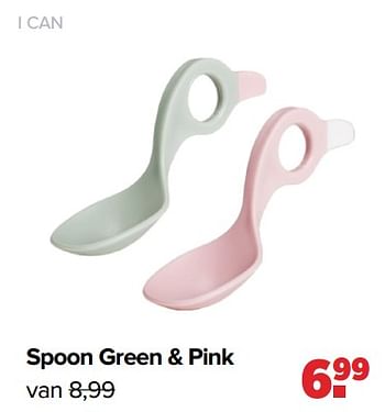 Aanbiedingen I can spoon green + pink - I Can - Geldig van 05/12/2022 tot 31/12/2022 bij Baby-Dump