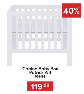 Aanbiedingen Cabino baby box patrick wit - Cabino - Geldig van 07/12/2022 tot 17/12/2022 bij Baby & Tiener Megastore