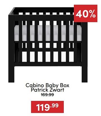 Aanbiedingen Cabino baby box patrick zwart - Cabino - Geldig van 07/12/2022 tot 17/12/2022 bij Baby & Tiener Megastore