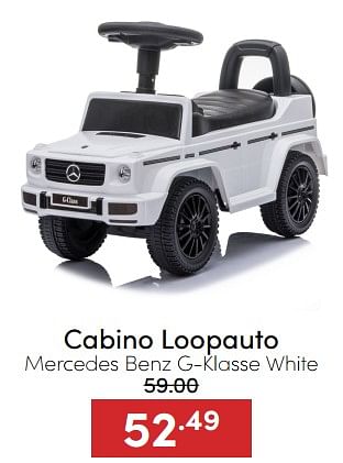 Aanbiedingen Cabino loopauto mercedes benz g-klasse white - Cabino - Geldig van 07/12/2022 tot 17/12/2022 bij Baby & Tiener Megastore