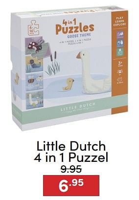 Aanbiedingen Little dutch 4 in 1 puzzel - Little Dutch - Geldig van 07/12/2022 tot 17/12/2022 bij Baby & Tiener Megastore