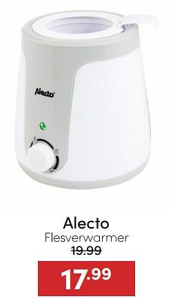 Aanbiedingen Alecto flesverwarmer - Alecto - Geldig van 07/12/2022 tot 17/12/2022 bij Baby & Tiener Megastore