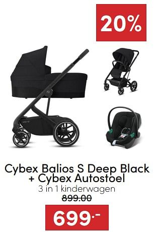 Aanbiedingen Cybex balios s deep black + cybex autostoel 3 in 1 kinderwagen - Cybex - Geldig van 07/12/2022 tot 17/12/2022 bij Baby & Tiener Megastore