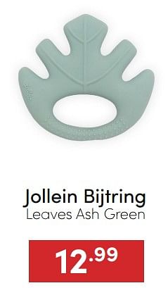 Aanbiedingen Jollein bijtring leaves ash green - Jollein - Geldig van 07/12/2022 tot 17/12/2022 bij Baby & Tiener Megastore