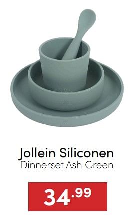 Aanbiedingen Jollein siliconen dinnerset ash green - Jollein - Geldig van 07/12/2022 tot 17/12/2022 bij Baby & Tiener Megastore