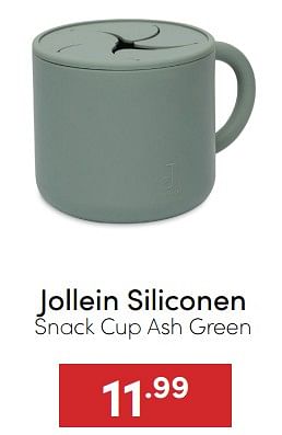 Aanbiedingen Jollein siliconen snack cup ash green - Jollein - Geldig van 07/12/2022 tot 17/12/2022 bij Baby & Tiener Megastore